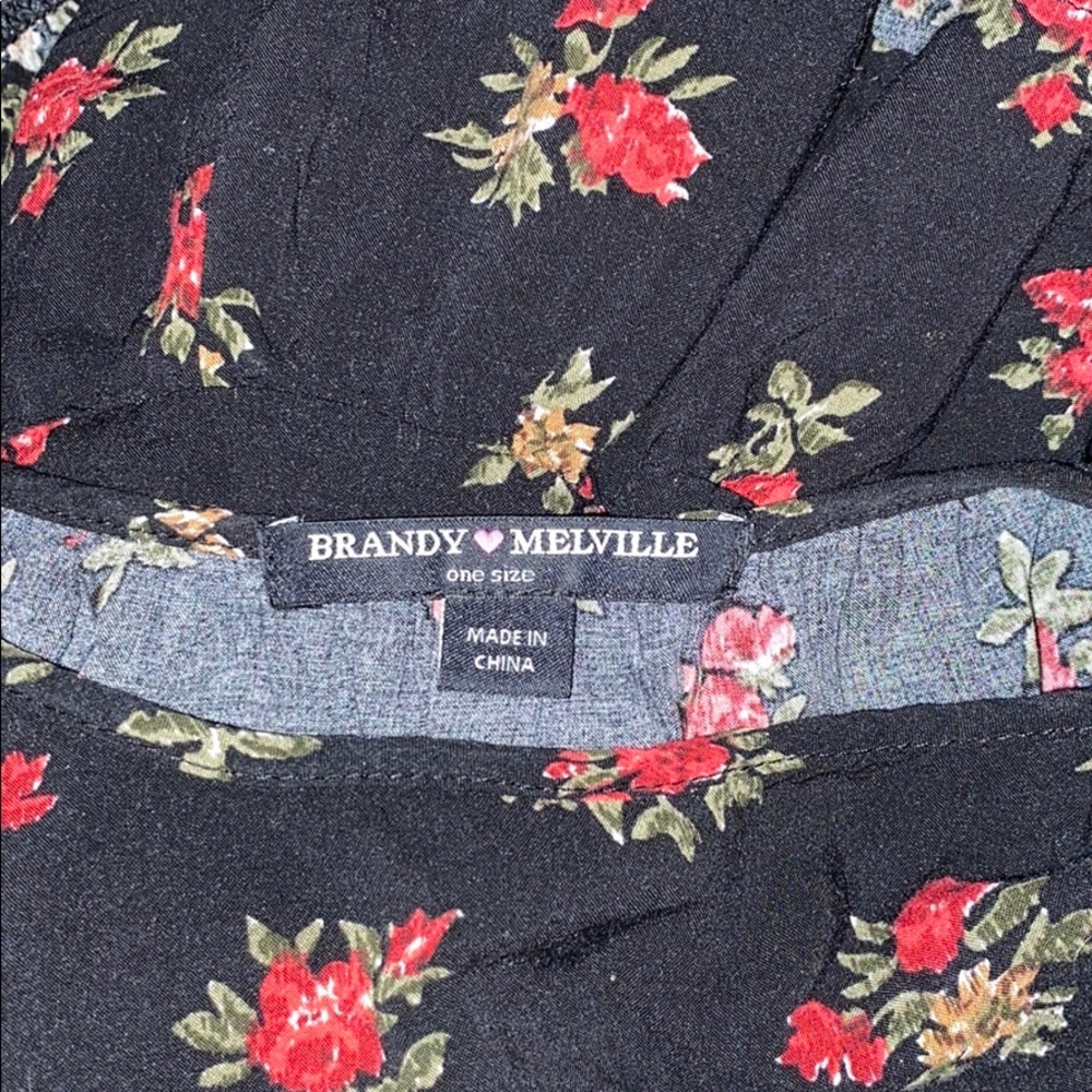 Brandy Melville Red Roses Floral Tiered Ruffle Dress - Picture 5 of 13